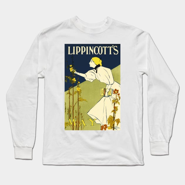 LIPPINCOTT'S MAY American Magazine Cover Art by William Carqueville 1895 Long Sleeve T-Shirt by vintageposters